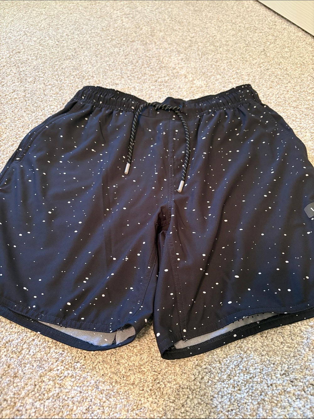 Men's Black Speckled Swim Shorts 7”